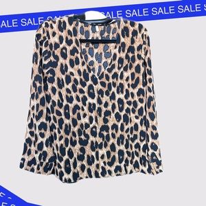 Long Sleeve Leopard Blouse